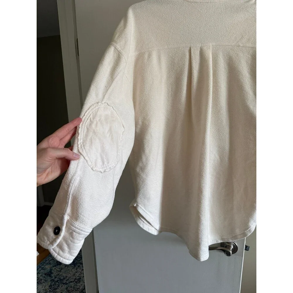 Free People Ruby Jacket Cream Small Oversized Button Down Collar Shacket